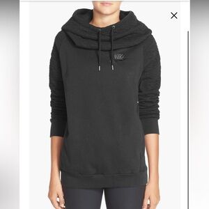 Nike Black Fleece Lined Quilted Rally Hoodie Sweatshirt Women's Small